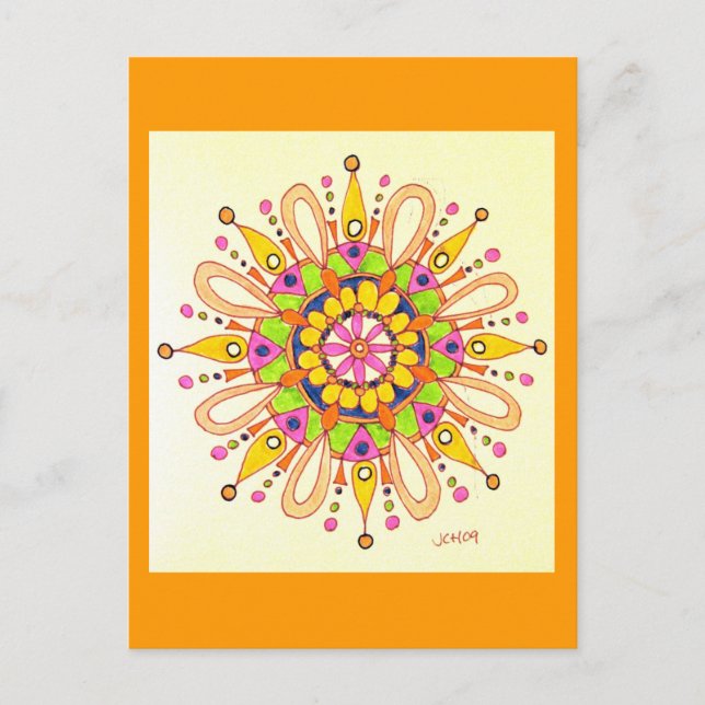 Postal Dibujo original de Mandala (Anverso)