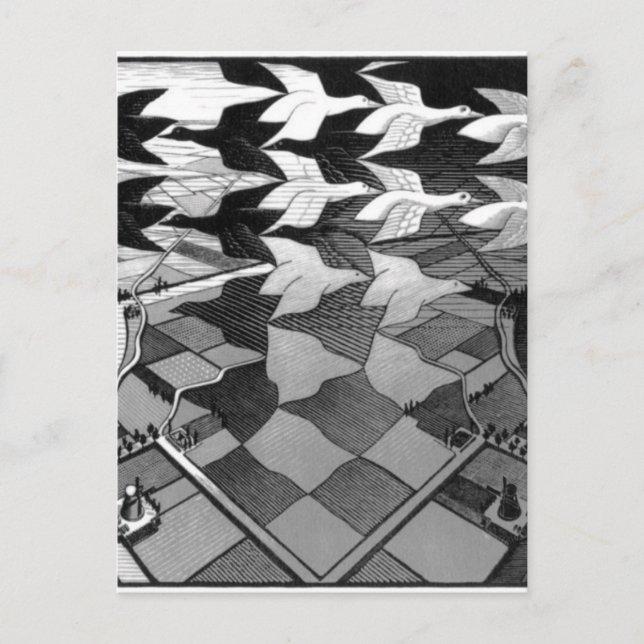 Postal Dibujo original famoso "día y noche" (Anverso)