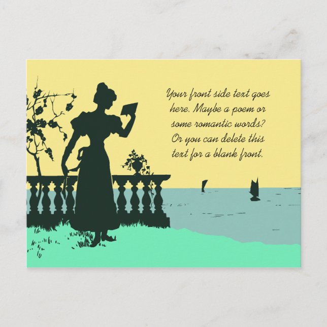 Postal Dibujo romántico de estilo victoriano (Anverso)