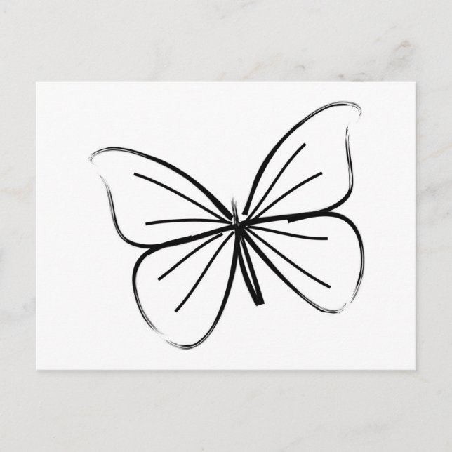 Postal Dibujo simple de líneas de mariposa (Anverso)