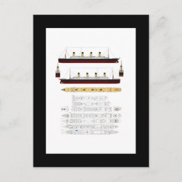 Postal Dibujo Titanic RMS y diagrama