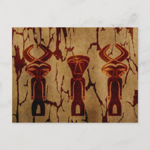 Postal Dibujo tribal africano vintage abstracto