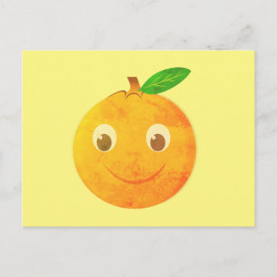 Postal Dibujo vintage de naranja de dibujos animados lind