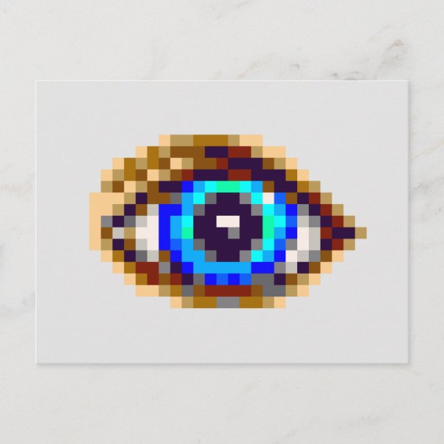 Postal dibujo visual azul de arte de píxeles de 8 bits (Anverso)