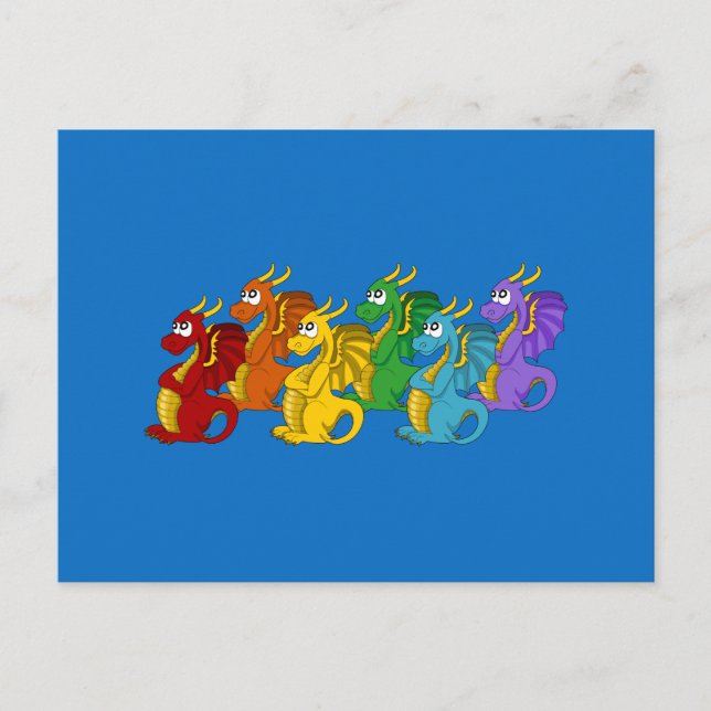 Postal Dibujos animados de dragones (Anverso)