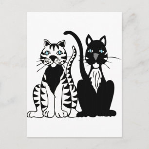 Postal Dibujos Animados De Gatos Gemelos