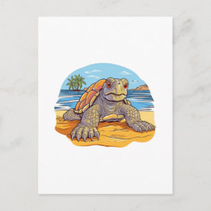 Postal Dibujos animados de tortugas en la playa