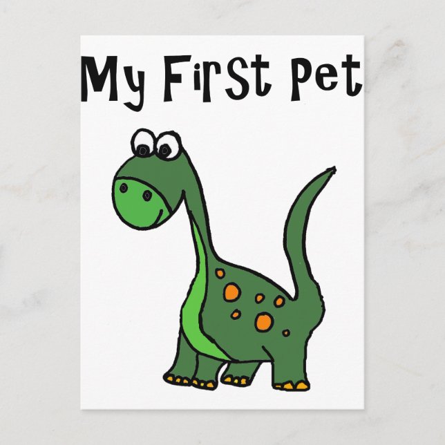Postal Dibujos animados divertidos de dinosaurios dice Mi (Anverso)