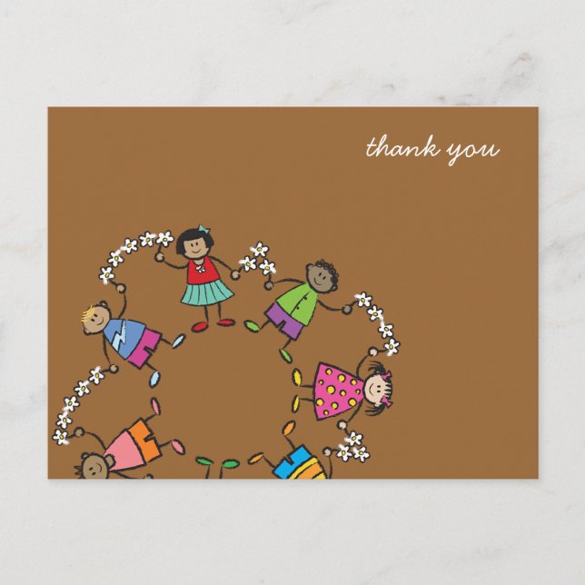 Postal Dibujos Animados Niños Felices y Adorables Amigos  (Anverso)