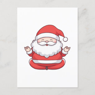 Postal Dibujos divertidos de Santa Kawaii Yoga Meditación