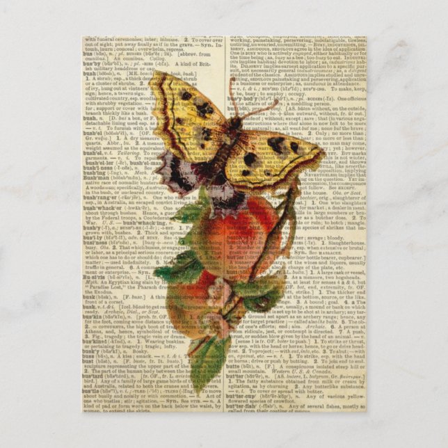 Postal diccionario de cosecha floral de mariposa (Anverso)