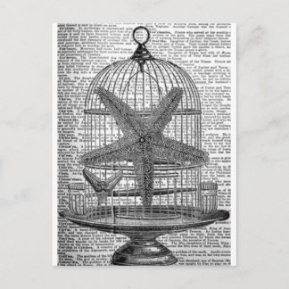 Postal diccionario de playa impresión steampunk Birdcage 