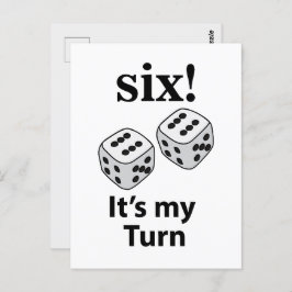 Postal Dice Rolling Six It's My Turn Roll Dice