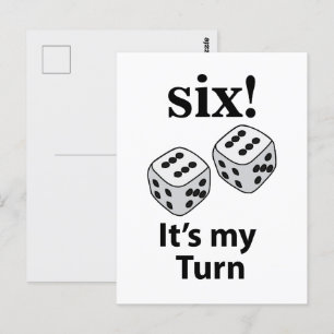 Postal Dice Rolling Six It's My Turn Roll Dice