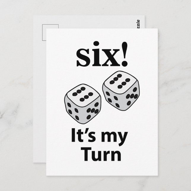Postal Dice Rolling Six It's My Turn Roll Dice (Anverso / Reverso)