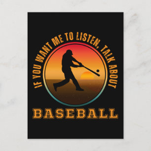 Postal Dicho divertido de béisbol Silueta vintage jugador
