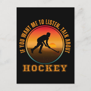 Postal Dicho Divertido de Hockey Silueta Vintage Jugador