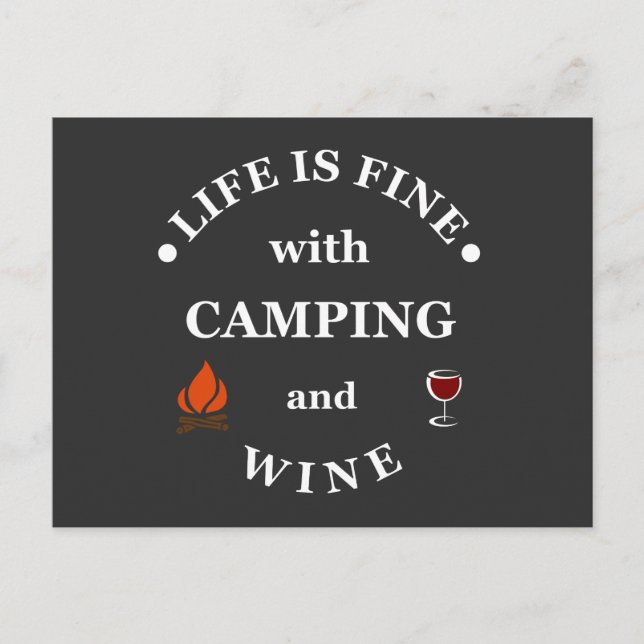 Postal Dichos divertidos de camping y vino (Anverso)