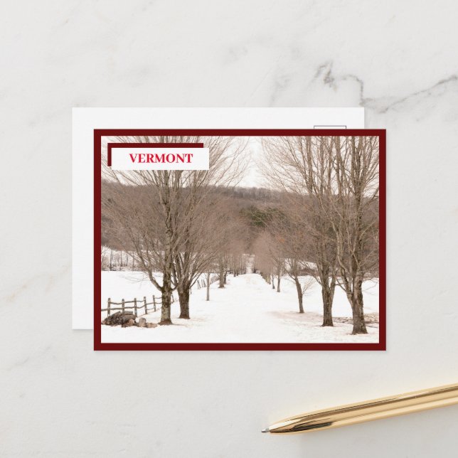 Postal Diciembre Nieve Blanca Montañas Verdes Vermont  (Anverso/Reverso In Situ)