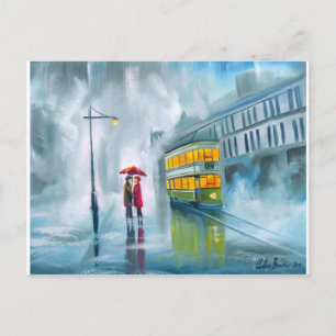 Postal DICIENDO ADIÓS: Día lluvioso de la pintura de acei