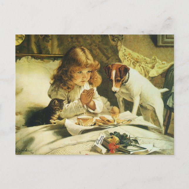 Postal Diciendo nuestras oraciones, Suspender Charles Bur (Anverso)