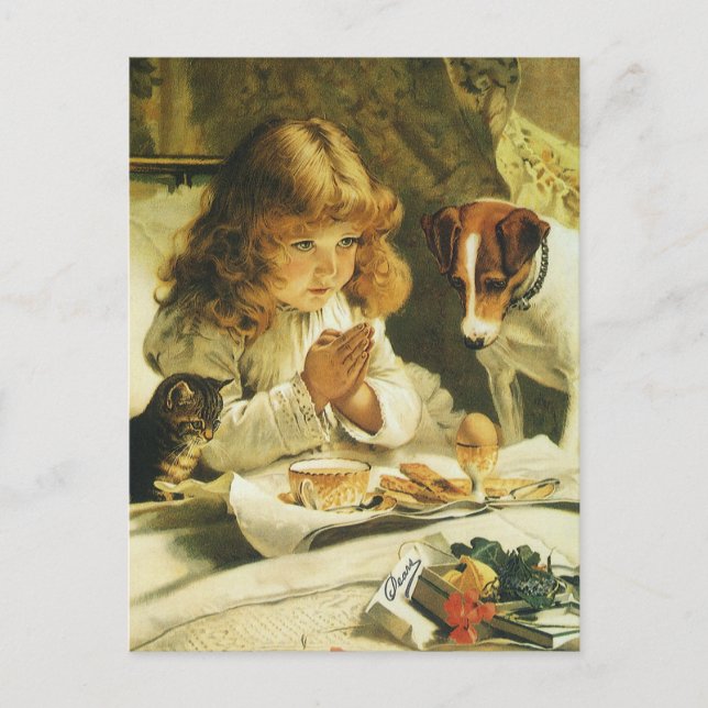 Postal Diciendo nuestras oraciones, Suspender Charles Bur (Anverso)