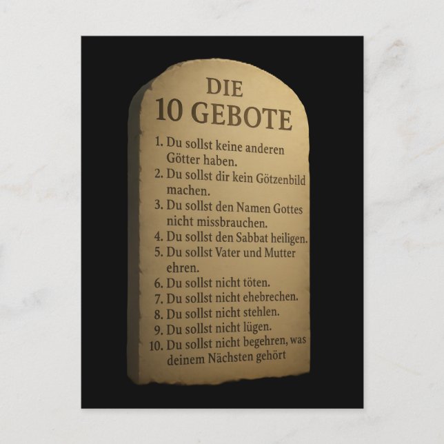 Postal „Die 10 Gebote – Gottes Weisung in Stein“ (Anverso)