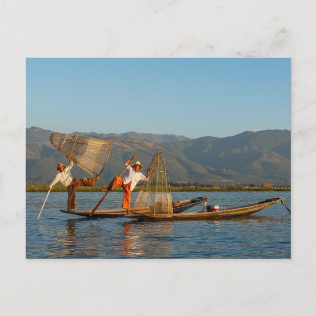 Postal Die Fischer vom Inle See in Myanmar Postkarte (Anverso)