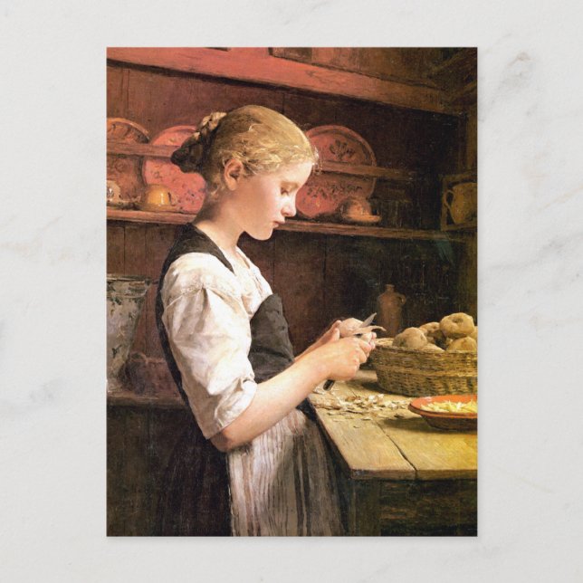 Postal Die kleine Kartoffelschälerin (Anverso)