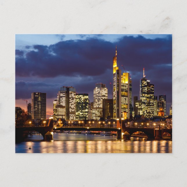 Postal Die Skyline von Frankfurt Postkarte (Anverso)