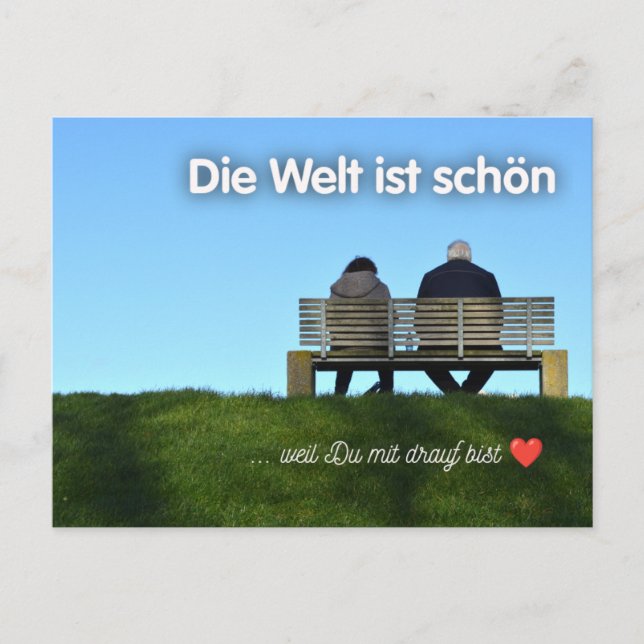 Postal „Die Welt ist schön, weil Du mit drauf bist!“ (Anverso)