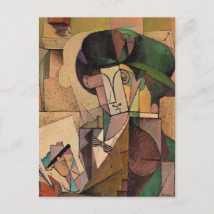 Postal Diego Rivera, Joven con pluma estilográfica,