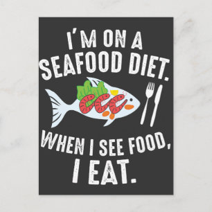 Postal Dieta de mariscos Chiste de alimentos divertidos e