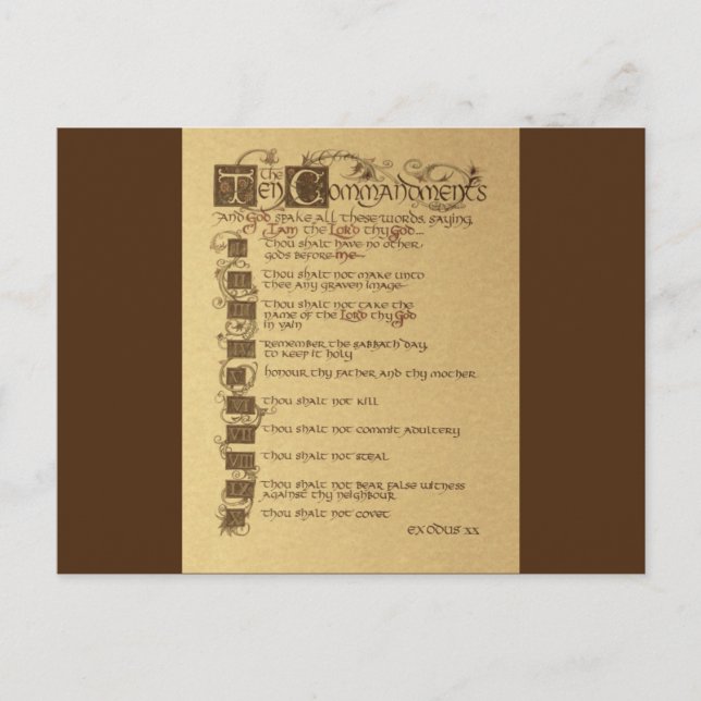 Postal diez mandamientos (Anverso)