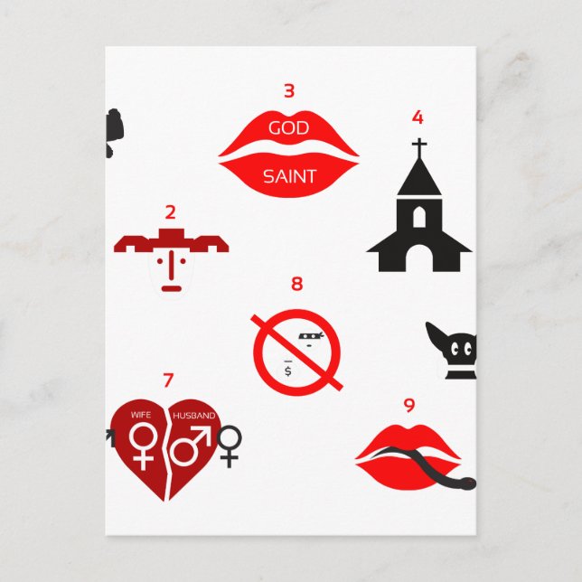 Postal diez mandamientos modernos (Anverso)