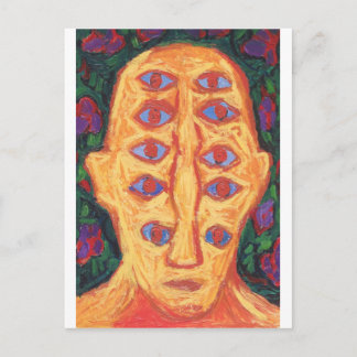 Postal Diez Ojos Azules (extraño retrato surrealista de e