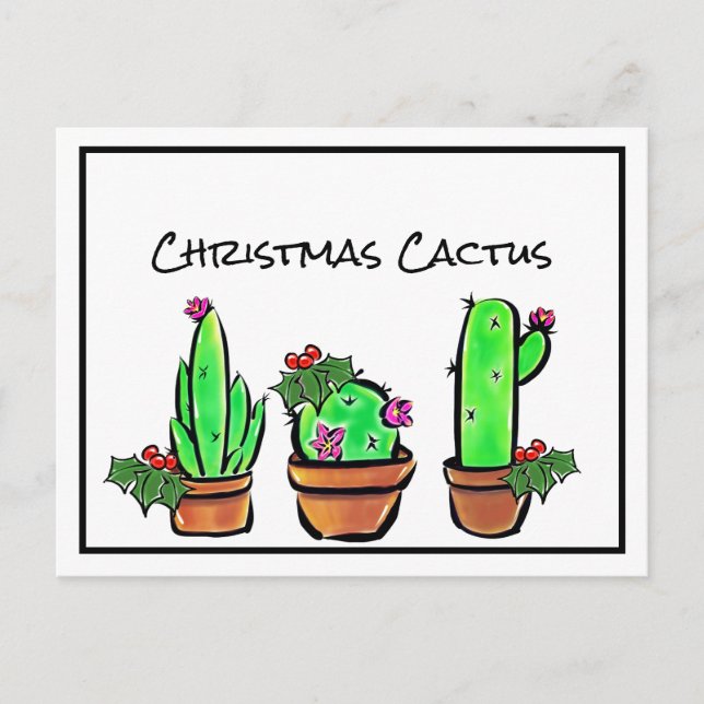 Postal Diferentes fiestas navideñas Cactus cactus succule (Anverso)