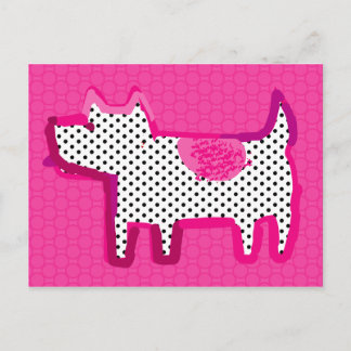 postal digital de la pintura del "perro rosado"