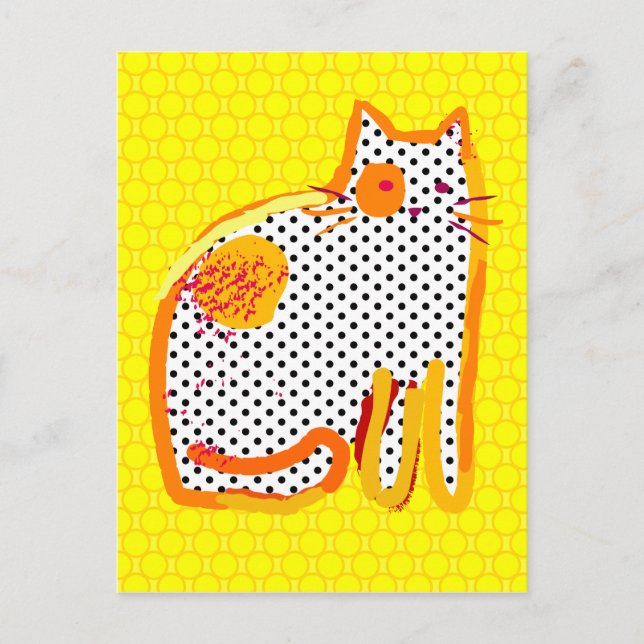 Postal digital de pintura de "gato amarillo" (Anverso)