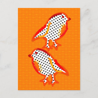 Postal digital de pintura de 'pájaros naranjas'