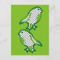 Postal digital de pintura 'pájaros verdes'
