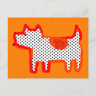 Postal digital de pintura "perro naranja"