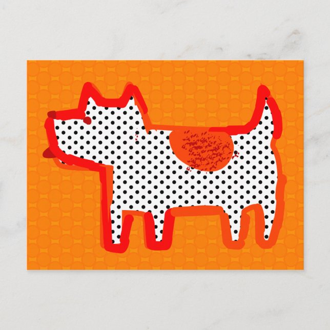 Postal digital de pintura "perro naranja" (Anverso)