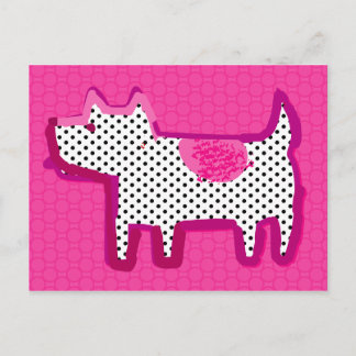 Postal digital de pintura "perro rosa"