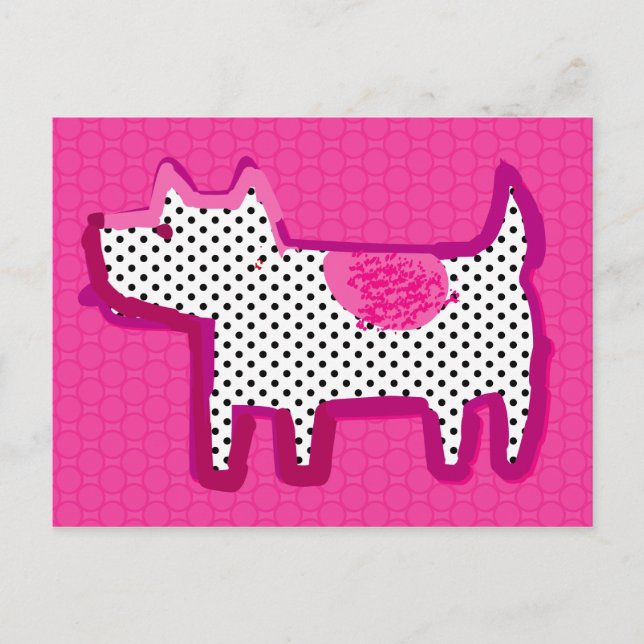 Postal digital de pintura "perro rosa" (Anverso)