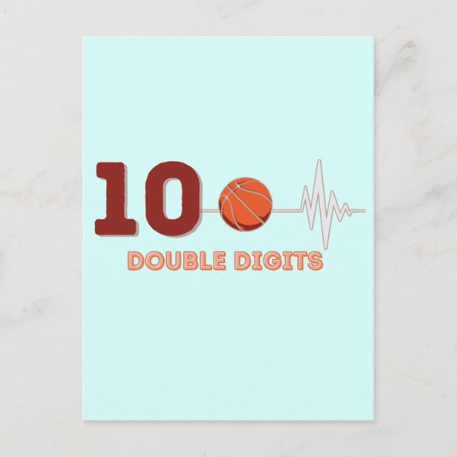 Postal Dígitos Dobles Cumpleaños 10 Años Niño Baloncesto (Anverso)