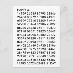 Postal Dígitos matemáticos 3.14 Dia feliz de iPi divertid