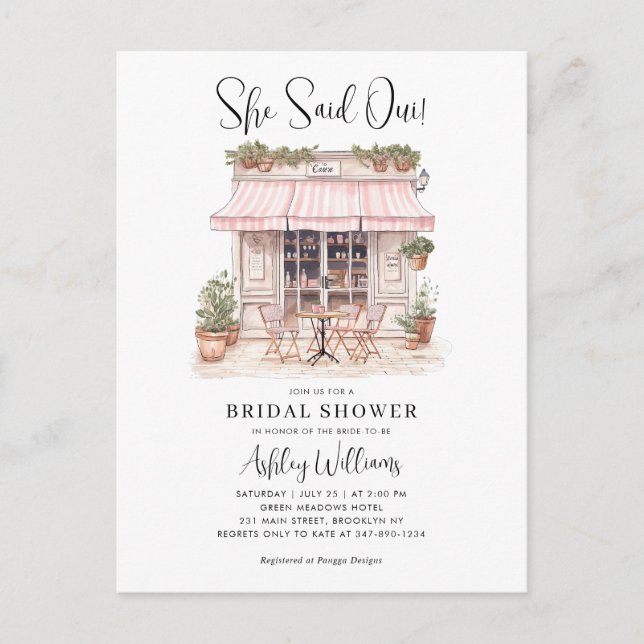 Postal Dijo Que Sí París Cafe Francés Ducha De Novias (Anverso)