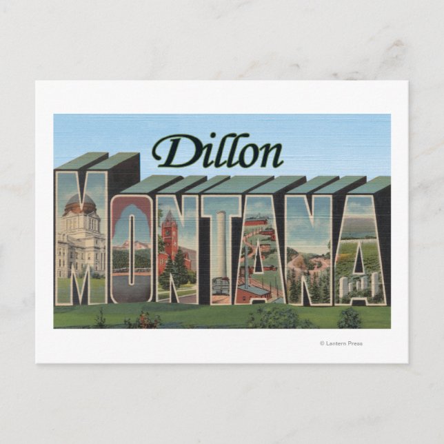 Postal Dillon, Montana - Escenas de letras grandes (Anverso)