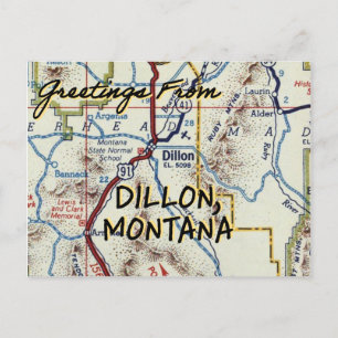 Postal Dillon MT Vintage Map